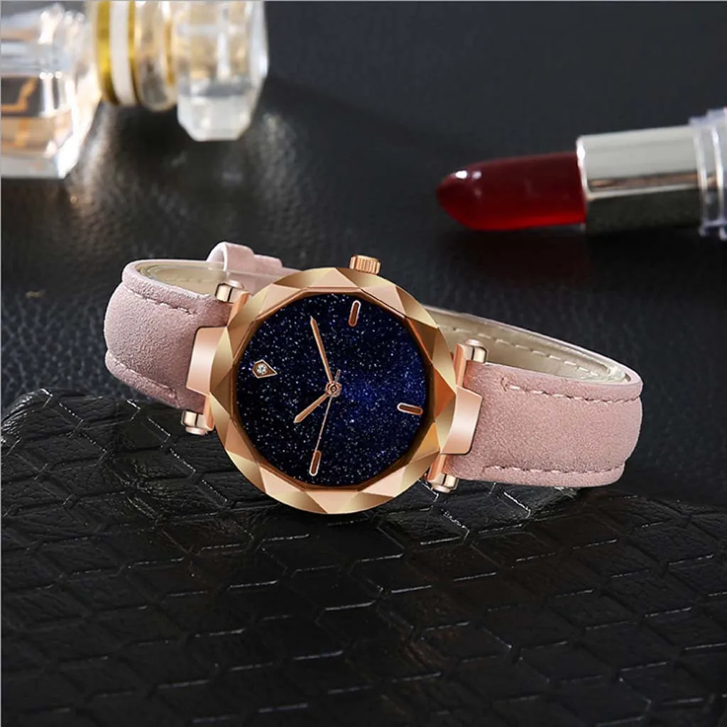 

DUOBLA Luxury women watches Fashion quartz wristwatches Brand Women Watch Leather band geneva starry sky watch Dress Watches