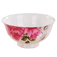 jingdezhen ceramic bowl household high quality bone china rice bowl chinese high foot tableware bowl dinner bowl