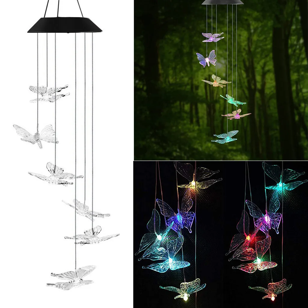

LED Solar Powered Butterfly Wind Chimes Light Home Garden Hanging Lamp Decor Outdoor Garden Decor Home Lighting/*