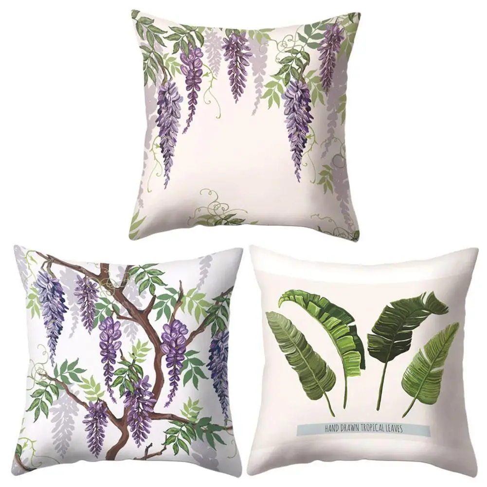 

Tropical Leaf Cushion Cover Green Leaves Pillow Case Decoration Salon Throw Pillows For Bedroom Home Decoration Car Seat