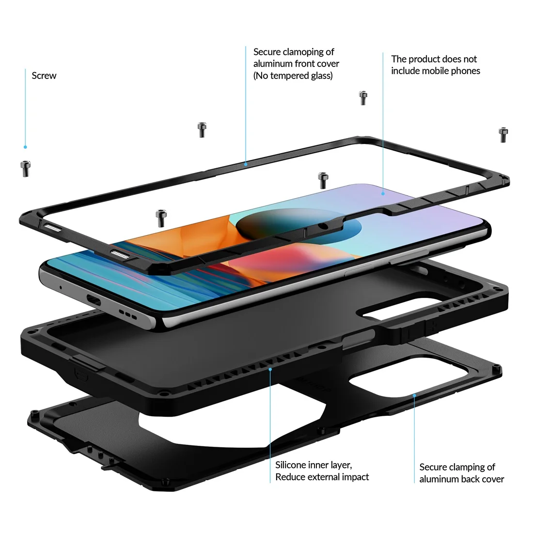Защитный чехол для Xiaomi Redmi Note 10 Pro из закаленного стекла
