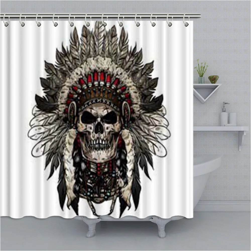 

Black And White Bathroom Curtains Grateful Dead Skull Logo Waterproof Polyester Fabric Bath Shower Curtains Vintage Home Decor