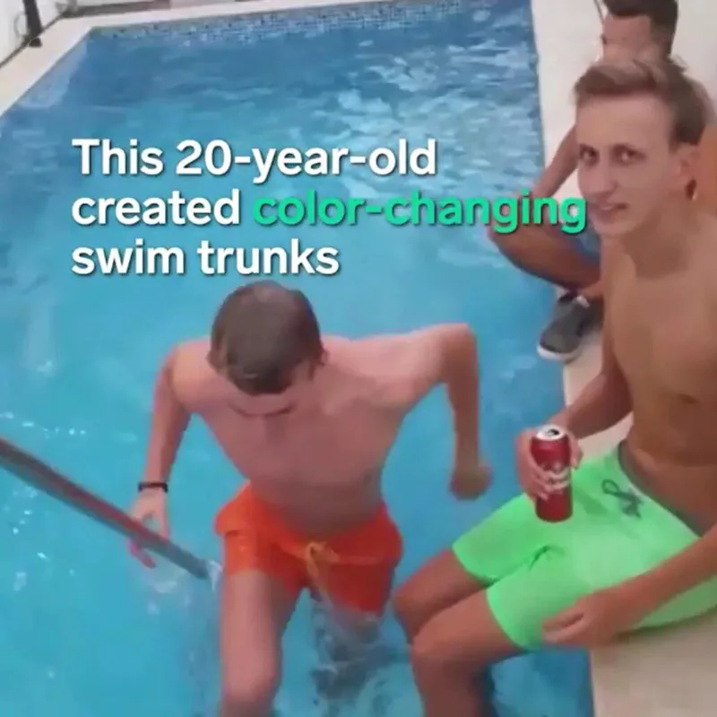 Мужские шорты для плавания летние пляжные с датчиком температуры меняющие цвет