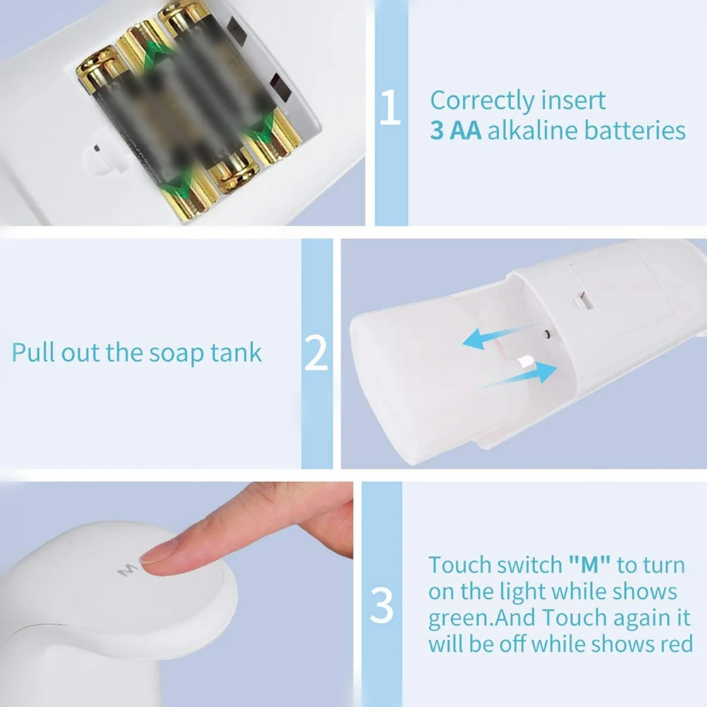 

250ml Smart Induction Foam Dispenser Automatic Sensor Foam Soap Dispenser Touchless Hand Washer Auto Liquid Soap Dispenser