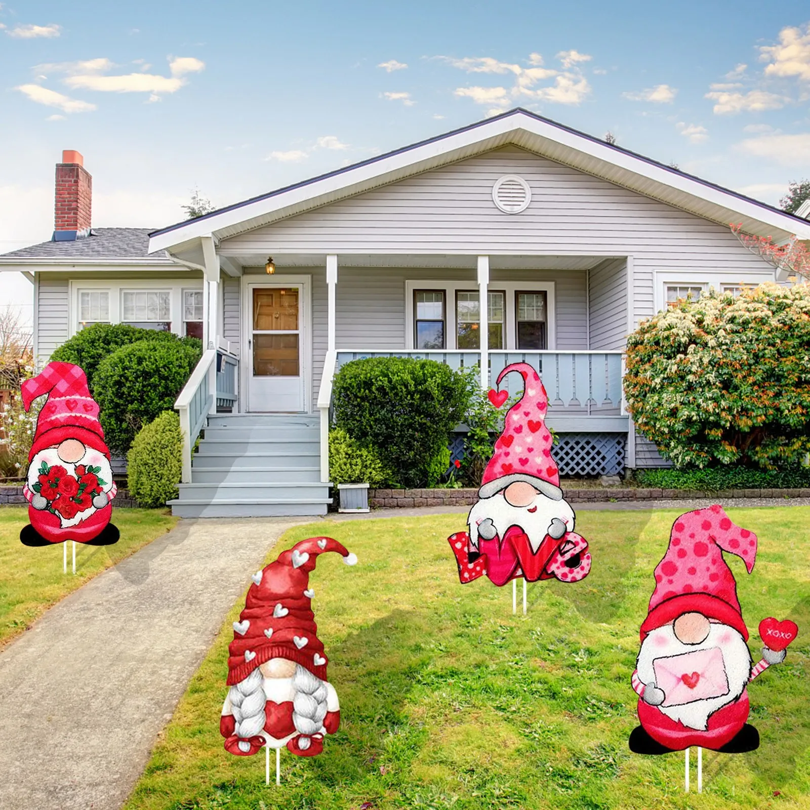 

4 Pcs Valentine's Day Faceless Doll Decorations Outdoor Garden Lawn Yard Sign with Stakes Home Yard Decoration Corridor Decor