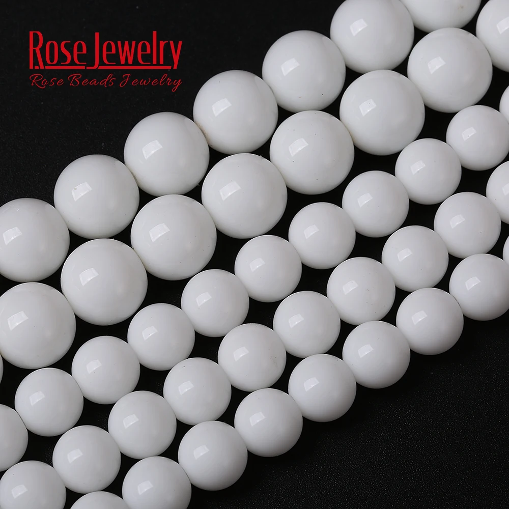 Круглые бусины разделители из гладкого белого стекла и фарфора нить 4 6 8 10 12 мм для