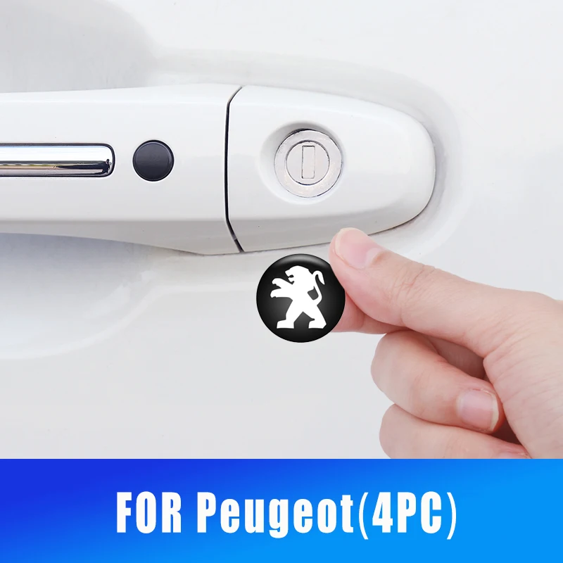 

4PCS/set 20MM Car Door Keyhole Protection Stickers Decoration For Peugeot 207 301 307 407 507 508 408 308 206 406 1008 5008 3008