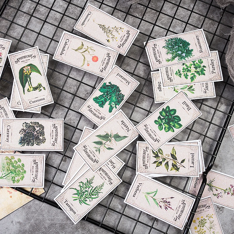 

Vintage plant illustrated stamps stickers flowers series DIY decorative Scrapbooking diary photo album stickers