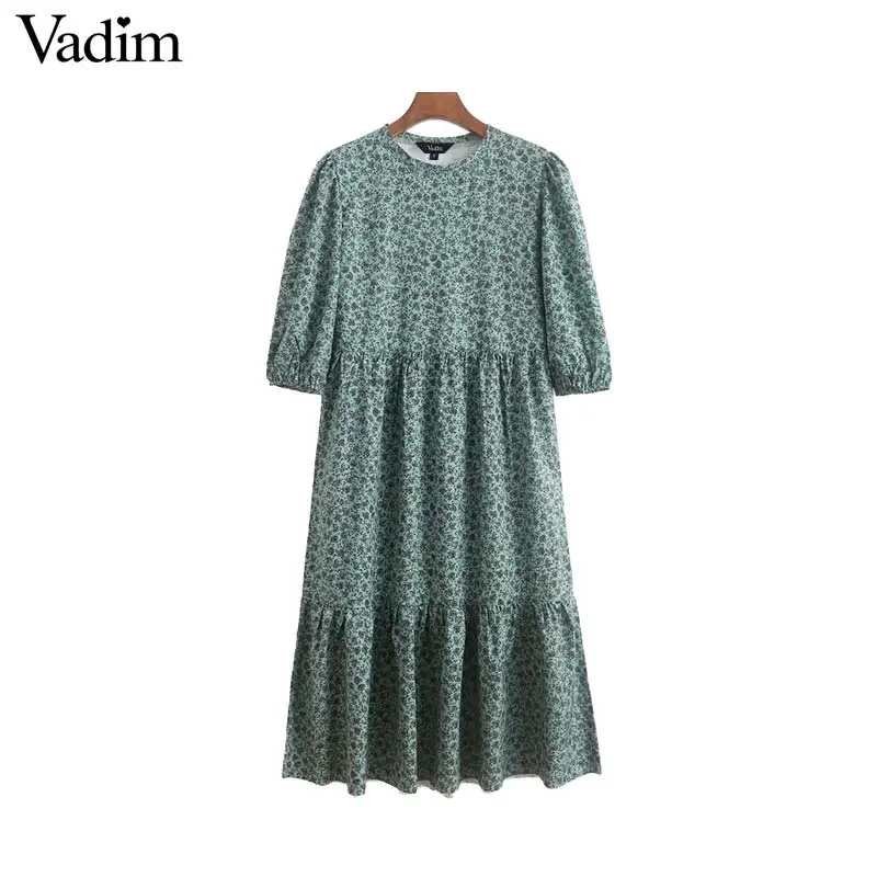 Vadim женское винтажное платье миди с принтом три четверти рукав женские