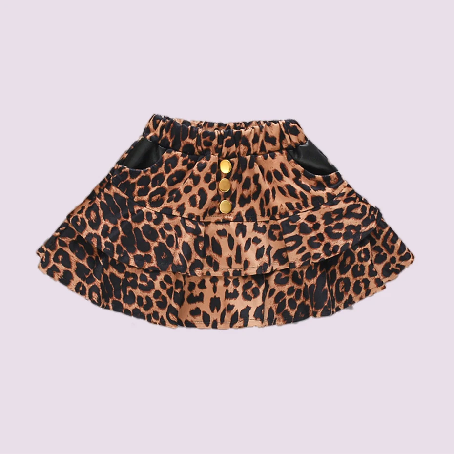 Юбка для девочек вечерние юбки с леопардовым принтом маленьких модная