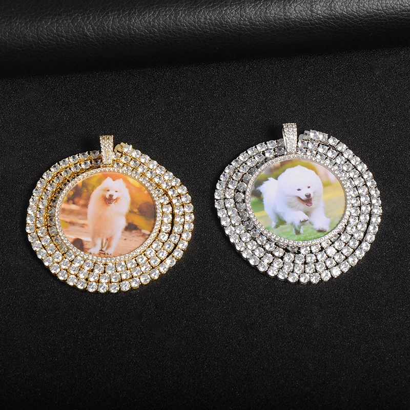 Сделанное на заказ фото круглое ожерелье медальоны и кулон с 4 мм теннисной