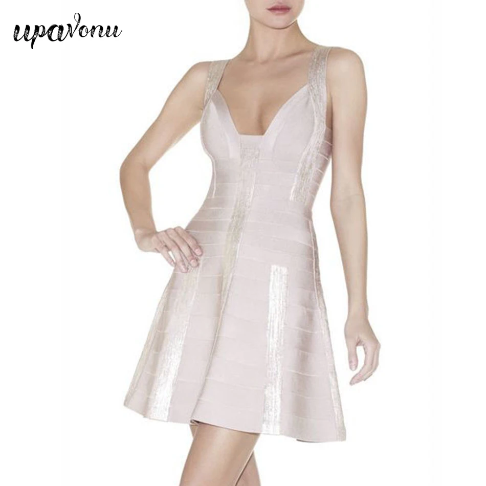 

Женское облегающее платье без рукавов, платье-трапеция с V-образным вырезом и открытой спиной, Клубное праздничное платье знаменитости, нов...