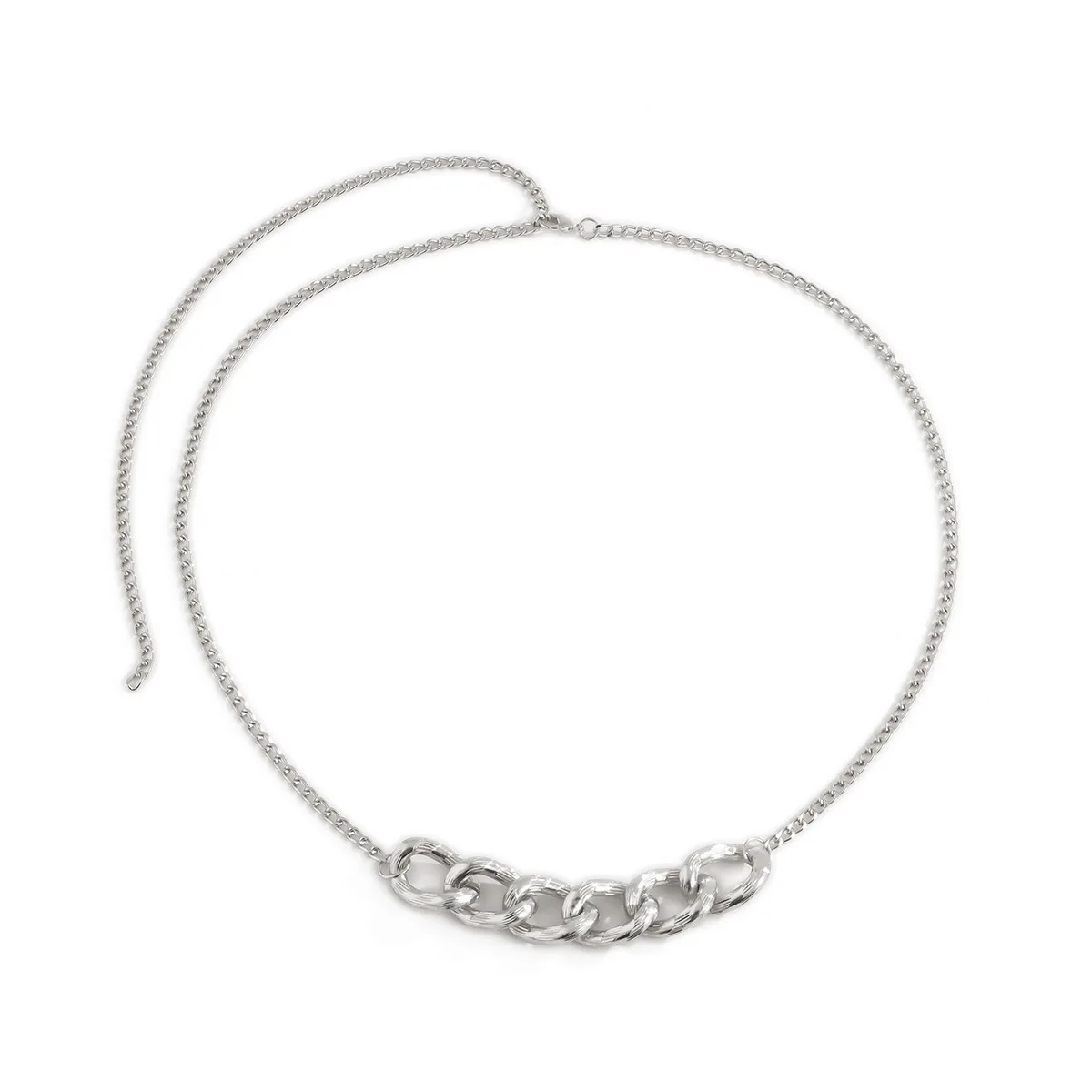 Уличная мода выстрел с цепью из алюминия на талии платья простота все матч тонкая