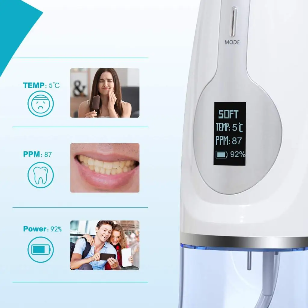 

Portable Electric Oral Irrigator Teeth Cleaner Cordless USB Rechargeable Waterproof Flossing Water Flosser Stain Eraser 300ML