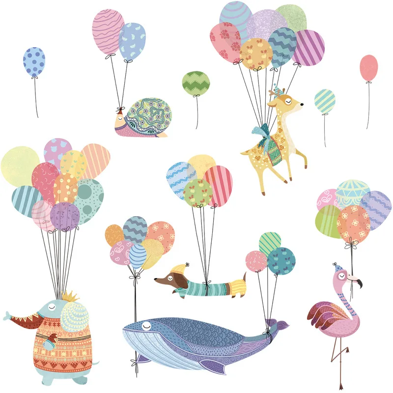 

Cartoon Children 's Room Kindergarten Classroom Wall Stickers Creative Hot Air Balloon Cute Animal Decoration Self-Adhesive