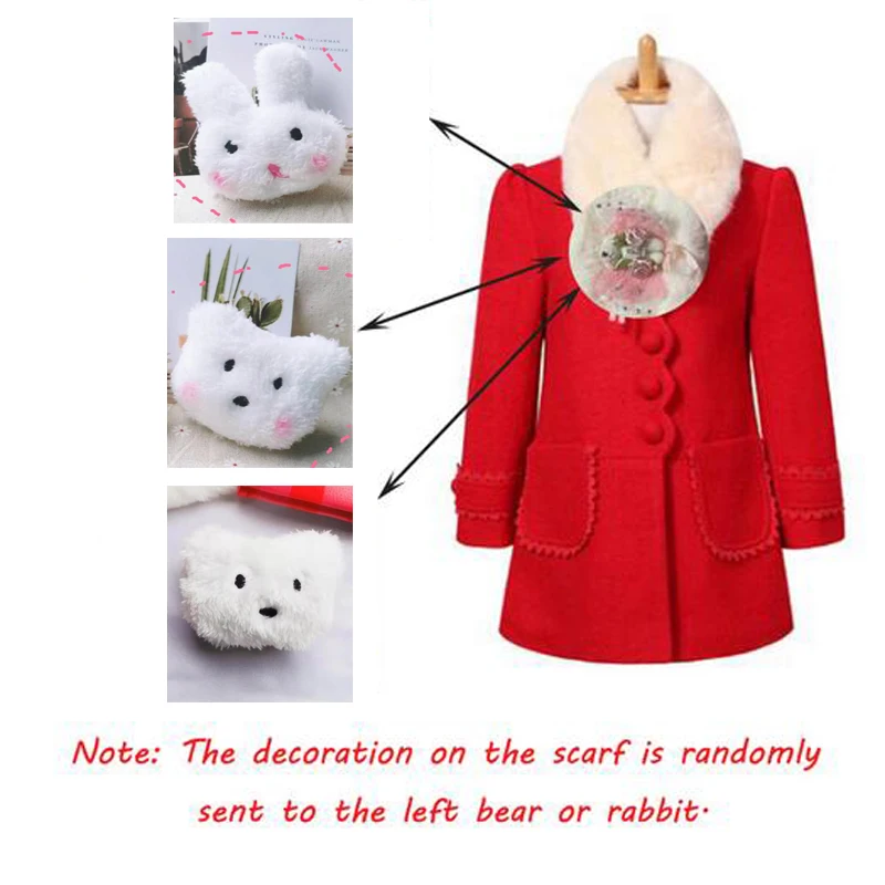 2022 Kids Children Girls Woolen Jacket Pink Thick Big Fur Collar Woolen Coat Princesses Kids Autumn Winter Wedding Party Clothes