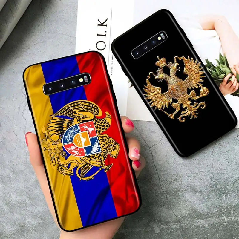 Российский флаг Национальная эмблема для Samsung Galaxy S21 Ultra Plus Note 20 10 9 8 S10 S9 S8 S7 S6 Edge