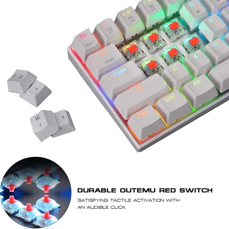 

MOTOSPEED 60% Mechanical Gaming Keyboard with Red Switch 61 Keys RGB Backlit Gaming Keyboard for Laptop
