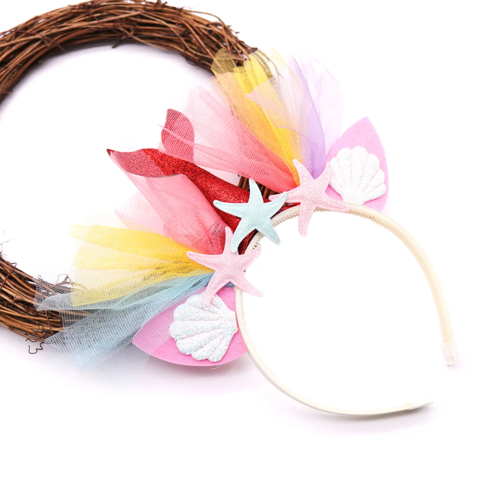 1 шт в лоте повязка на голову для Русалочки с блестками и виде морской звезды