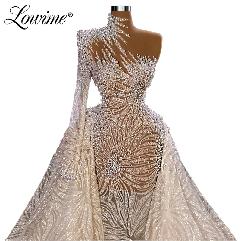 2021 Custom Made Plus Size Muslim Evening Dresses Pearls Plus Size Party Gowns Celebrity Prom Dresses Vestidos De Fiesta