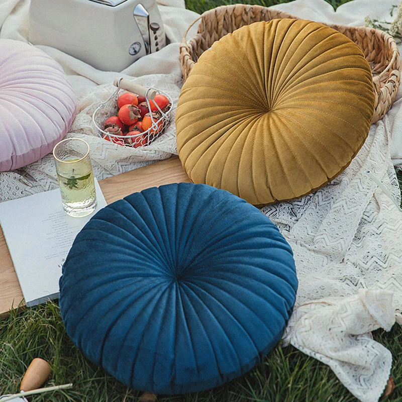 

наволочки декоративные INS Creative Nordic Pumpkin Round Silk Plush Pillows Home Decor waist Cushion Living Room Sofa Cushions