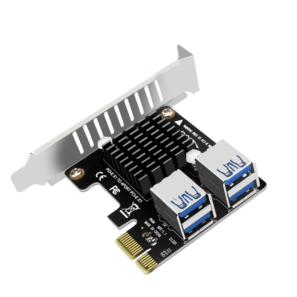 

PCI-E 1 to 4 Riser Card Adapter Board PCI-E 1X to 16X Dual Layer USB3.0 Expansion Card for BTC Miner Mining