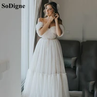 sodigne ivory ruffles tulle evening dress off the shoulder tiered plus size prom dresses 2021 a line wedding party gowns