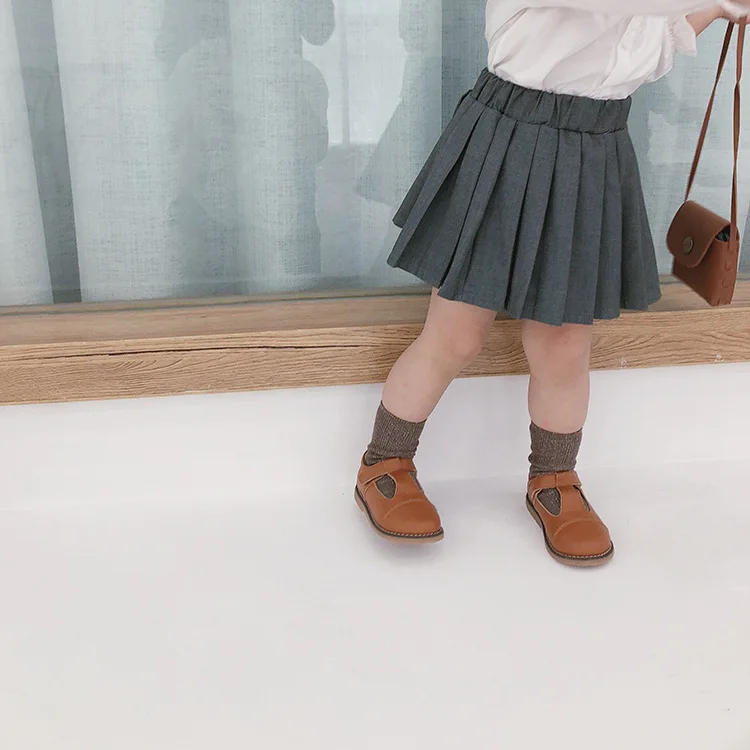 Милые плиссированные юбки для девочек на весну и осень 2019 г. Детская однотонная