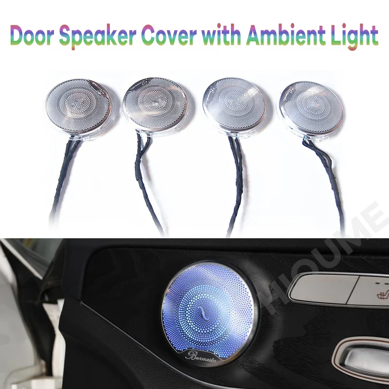 

Door Speaker Cover with Ambient Light for Mercedes Benz C Class W205 E Coupe GLC W253, Plug and Play Luminous Loudspeaker Lid