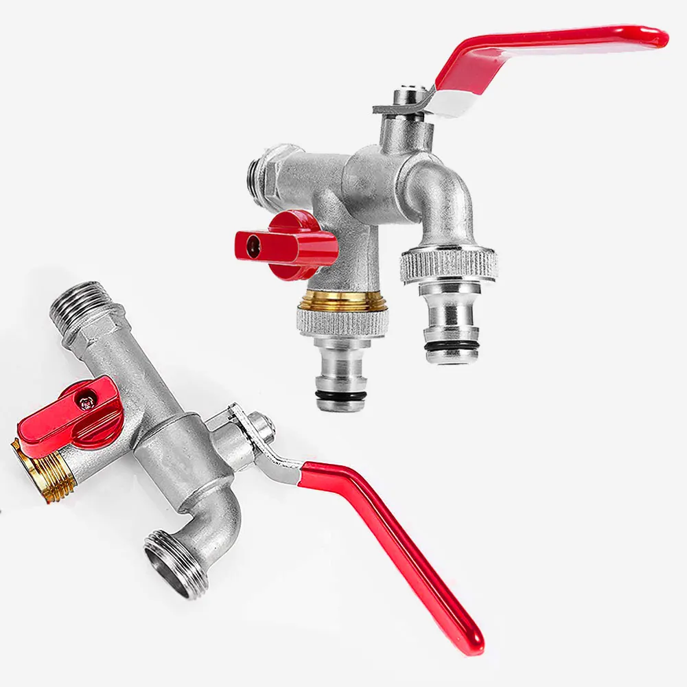 

Garden Double Outlet Tap IBC Tank Adapter Brass Yard Hose Splitter Independent Ball Valves Connector Distributor Accessories
