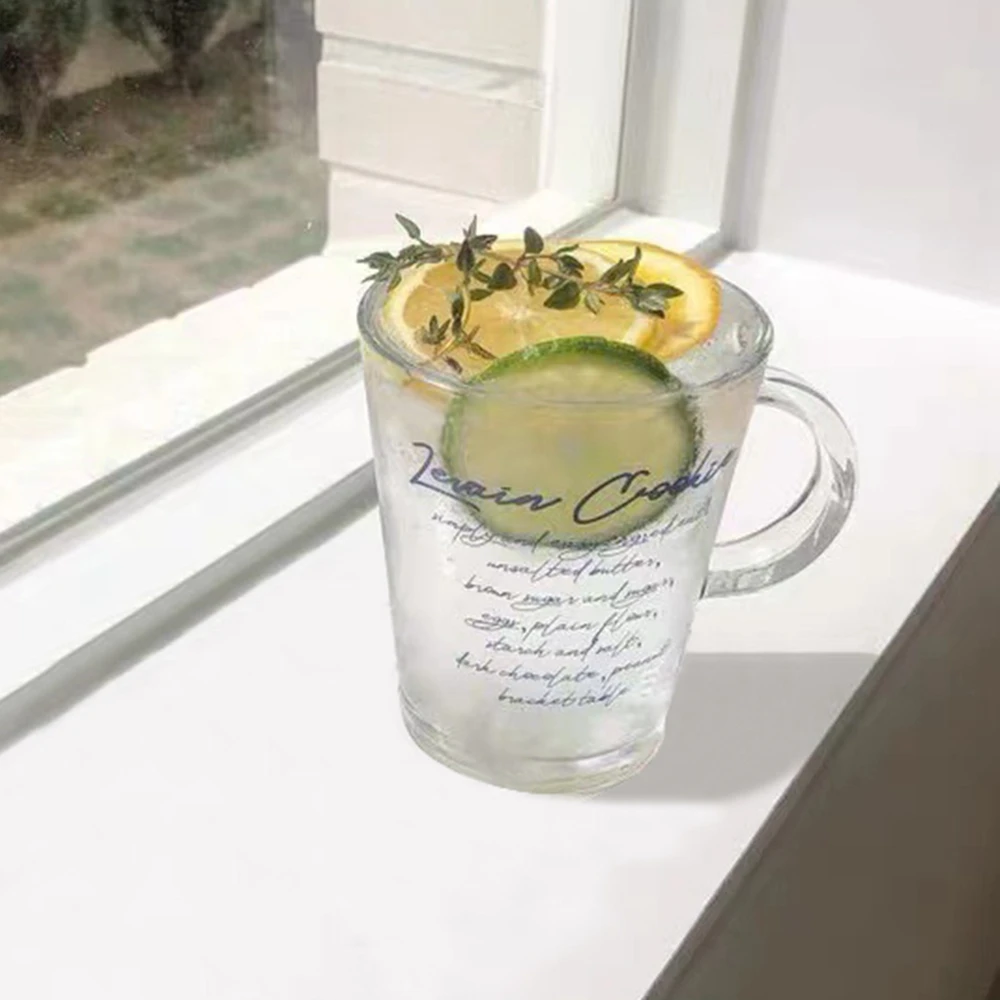 

French Style Retro Glass Cup Creative Drink Tea Mugs Healthy Heat-resistant Beer Mug Milk Lemon Juice Mug Transparent Drinkware