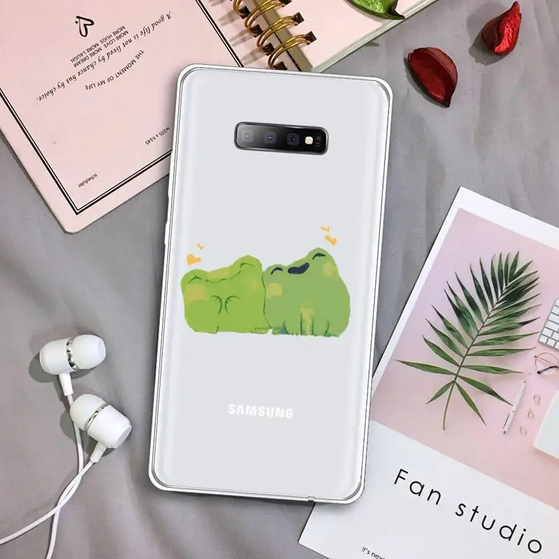 

Mint greenThe Frog Funny cartoon cute Phone Case Transparent For Samsung Galaxy A 71 21s S note 8 9 10 plus 20 ultra