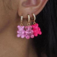 cute candy color resin bear earrings for women sweet gummy bears pendant drop dangle earring 2021 new y2k birthday gift jewelry