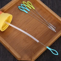 10pcsset random color baby bottle straw stainless steel cleaning brush drink cup straws spiral soft bristle cleaning tool