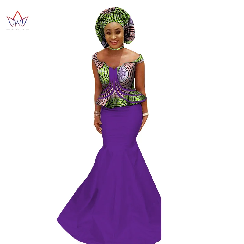 Модные африканские женские костюмы Bazin роскошная женская юбка с принтом комплект