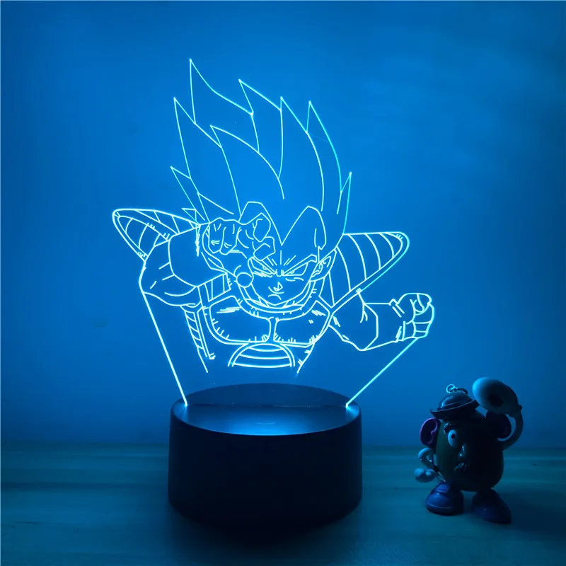 Dragon Ball Z Вегета ГОКу супер сайян, «Жемчуг дракона 3D светодиодный Ночной светильник 7 цветов сенсорный оптический Иллюзия фигурку настольная лампа украшения