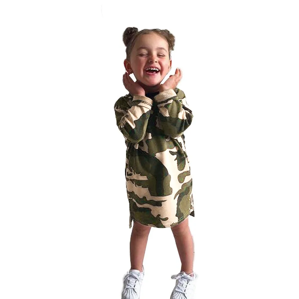 Камуфляжное платье для маленьких девочек платья принцессы одежда Повседневное