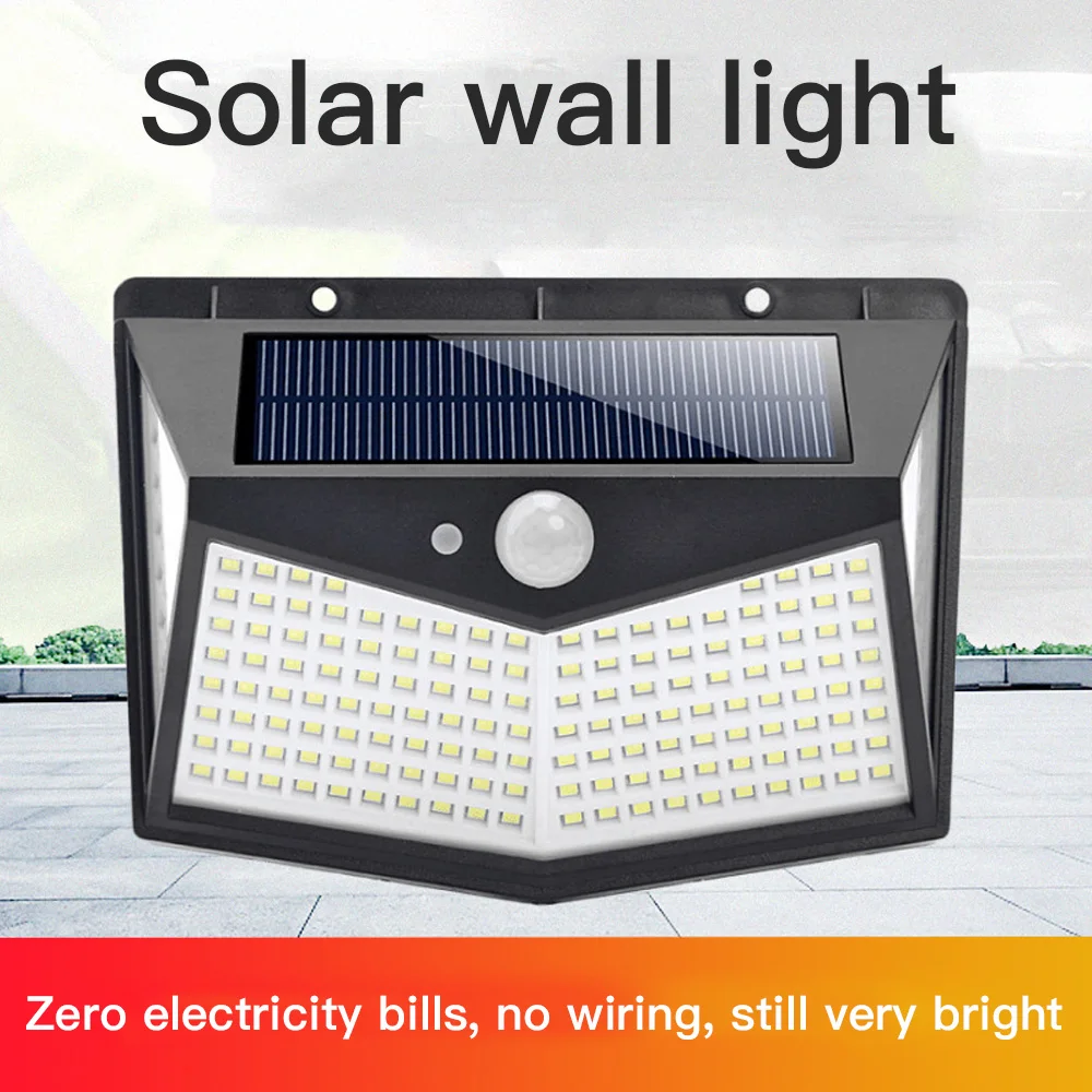 

Hot 208LEDs Outdoor Solar Lights Home Garden Light PIR Motion Sensor 3Modes IP65 Waterproof Emergency Solar LED Wall Light Lamp