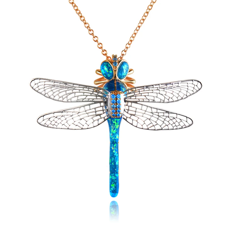 Женское Ожерелье с опалом и стрекозой свадебное ювелирное изделие двойного