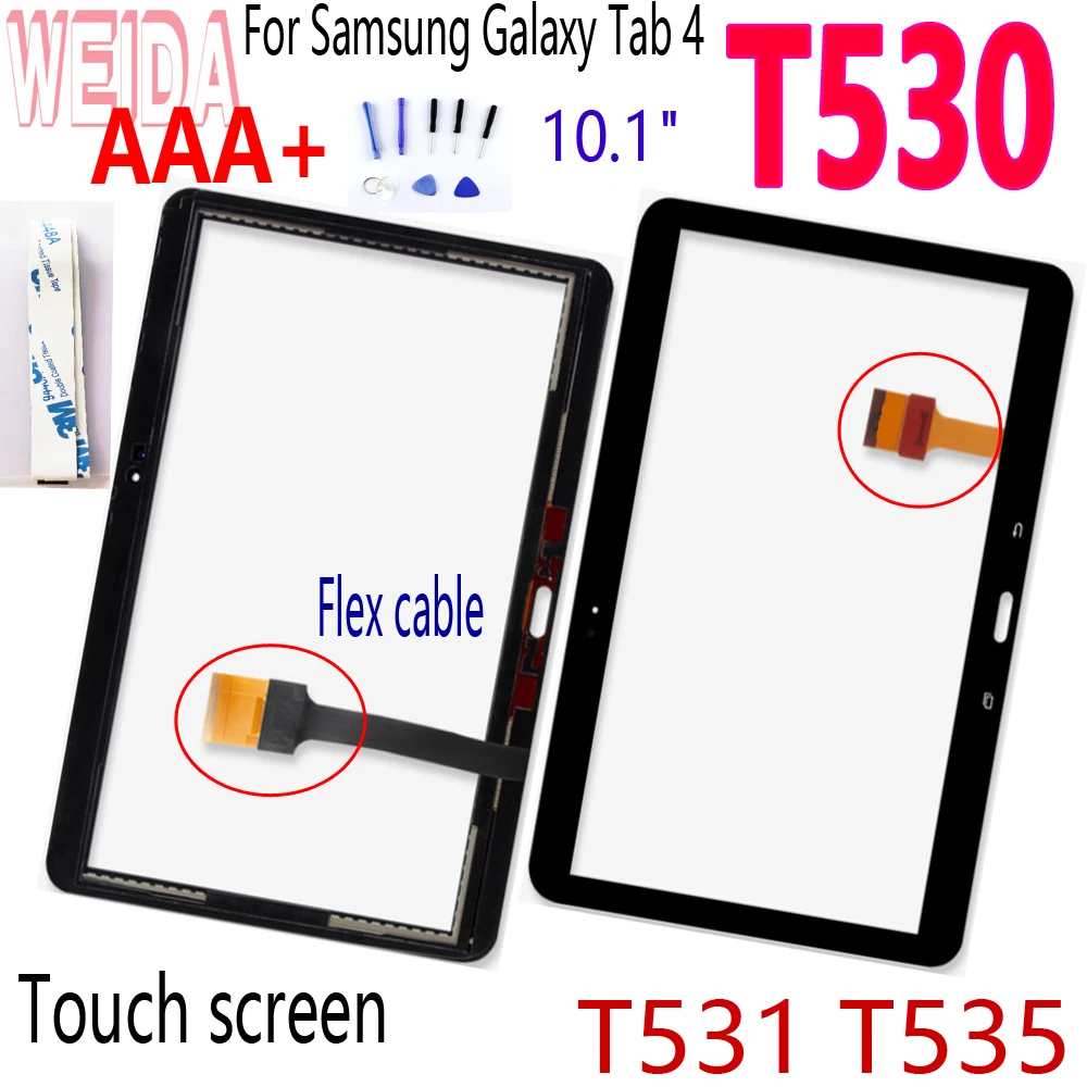 

Сенсорная панель WEIDA 10,1 дюйма для Samsung Galaxy Tab 4 SM- T530 T531 T535, сенсор для сенсорного экрана с лентой и инструментом для T530, панель со стеклянным да...