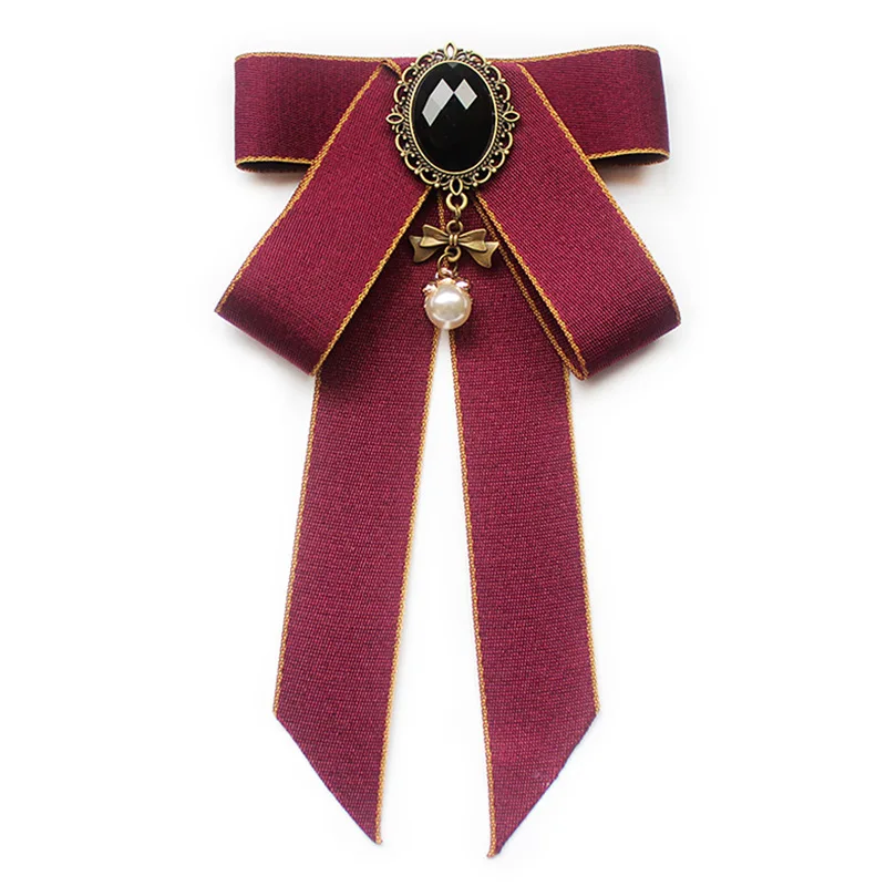 

Vintage tie bow comedy lady head Diamond Ribbon Tassel Chic Brooch girl elegant Necklace Jewelry Pin