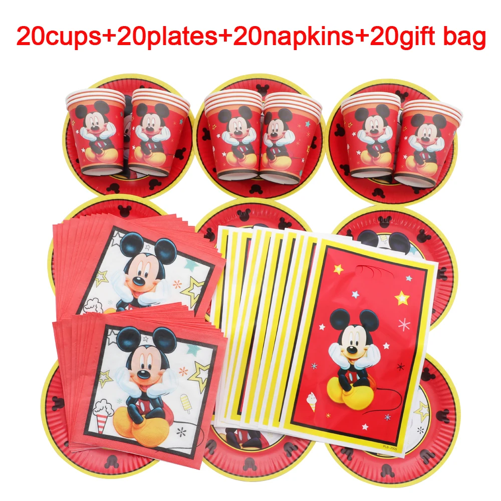 

Disney Микки Маус воздушный шар крестина искусственная декоративная бумажная чашка ложка салфетка одноразовая посуда детский душ