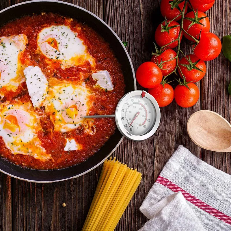 

Удобный термометр для мяса, индейки, 8 дюймов, с 2-дюймовым циферблатом из нержавеющей стали, для барбекю, гриля, сковороды, чайника, 50-550 ℉(1 пи...