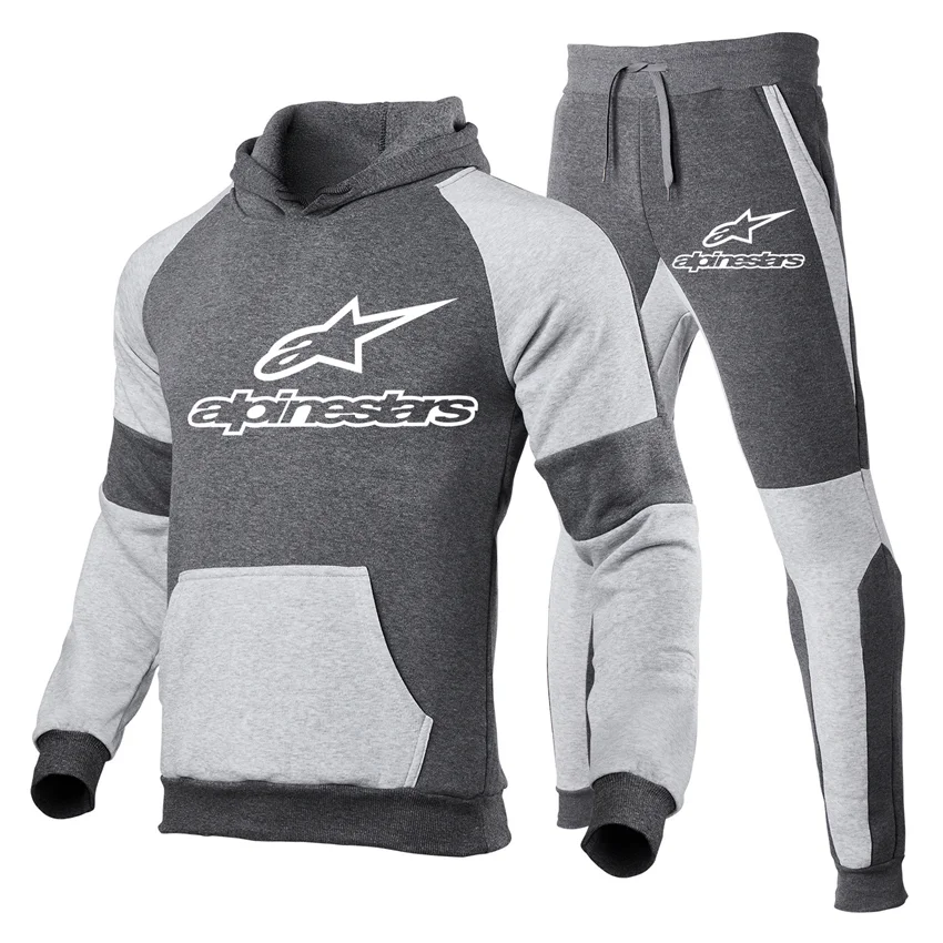 

2021Alpinestars Sportswear men's two-piece printed hooded sweater and pants sportswear spring, autumn and winter new