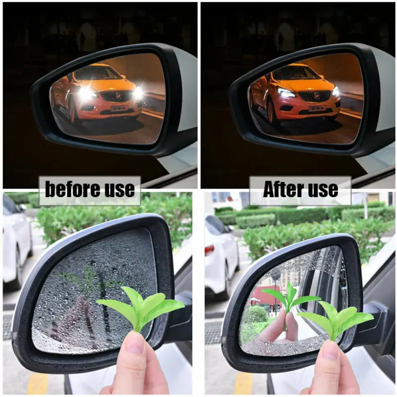

2PCS/Set Anti Fog Car Mirror Window Clear Film Anti-glare Car Rearview Mirror Protective Film Waterproof Rainproof Car Sticker