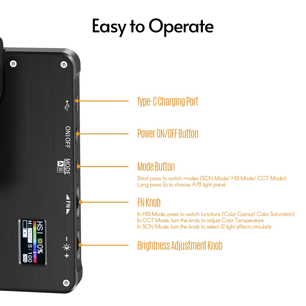 Светодиодсветильник RGB для камеры складная видеосъемка со встроенной