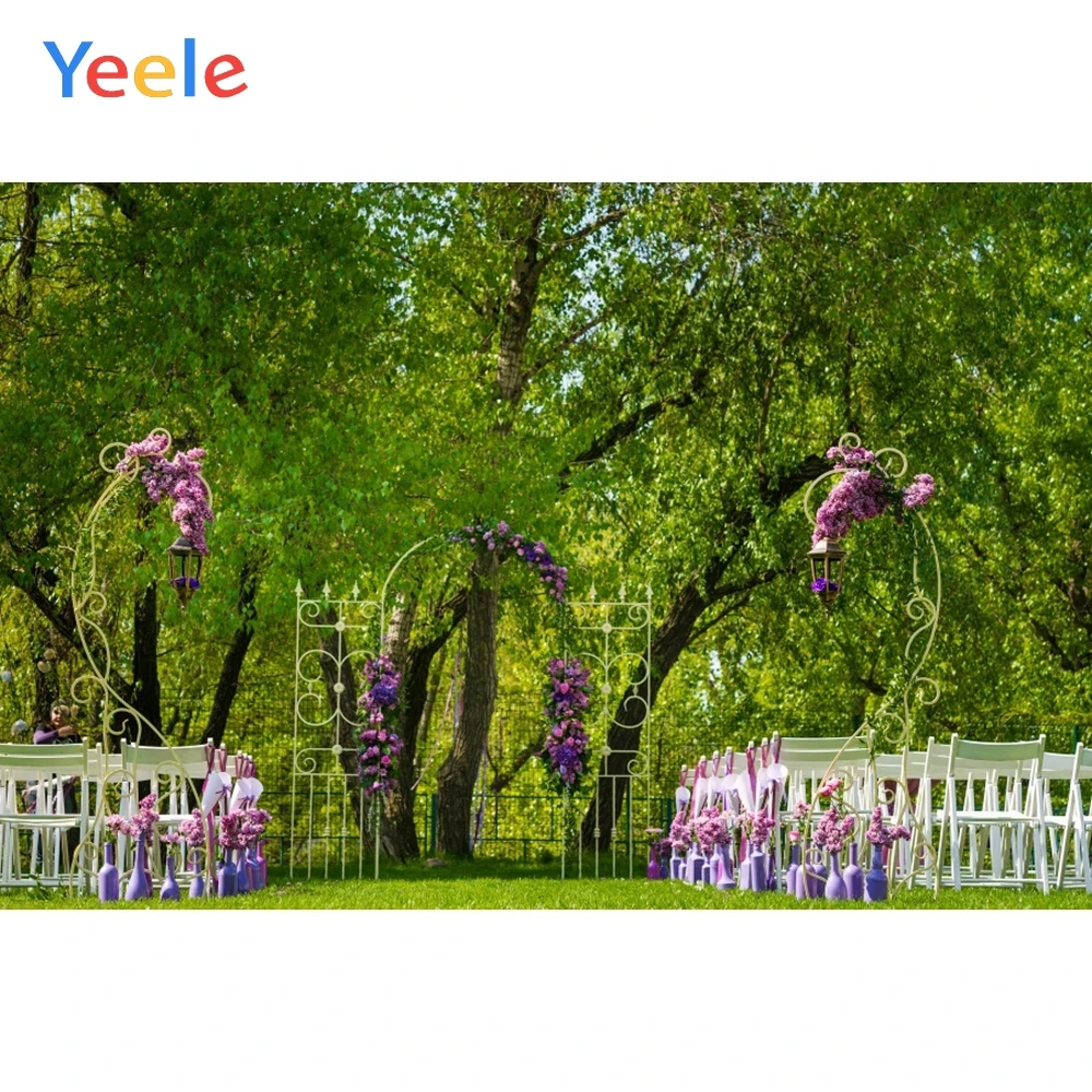 Yeele Весенний сад цветок луг деревья свадебный занавес фотографические фоны