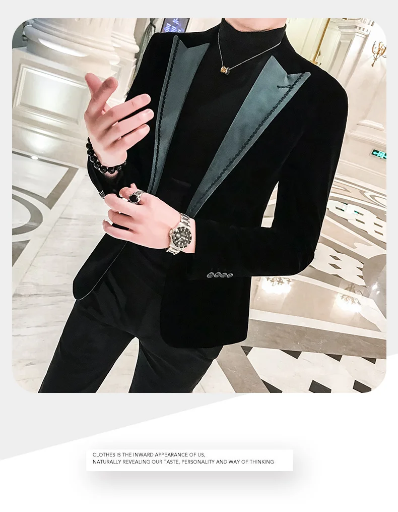 Замшевый костюм мужские Клубные блейзеры slim fit para caballero мужские Клубные костюмы куртки для вечеринок бархатный черный Стиль Блейзер с пайетками