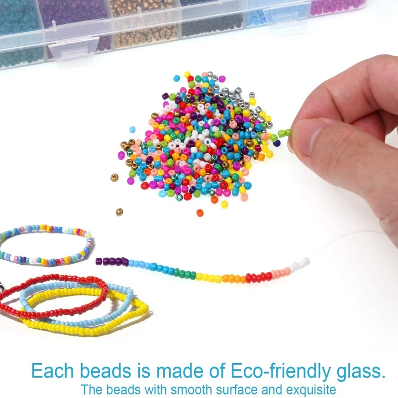 

3Mm Pony Bead,24 Assorted Colors Beading Glass Beads,Approx 14400Pcs Tube Beads for Bracelets Kits with Container Box for DIY Je