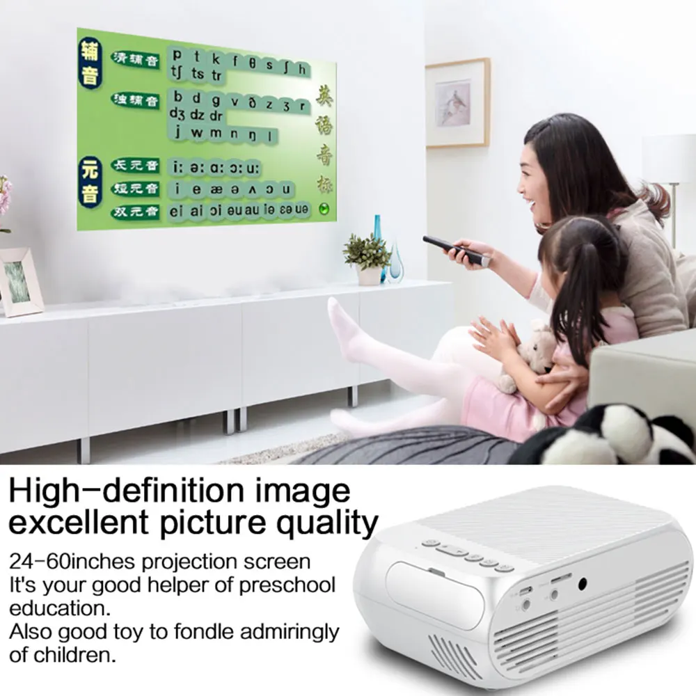 Светодиодный проектор Full HD 1080P карманный Видеопроектор для домашнего кинотеатра